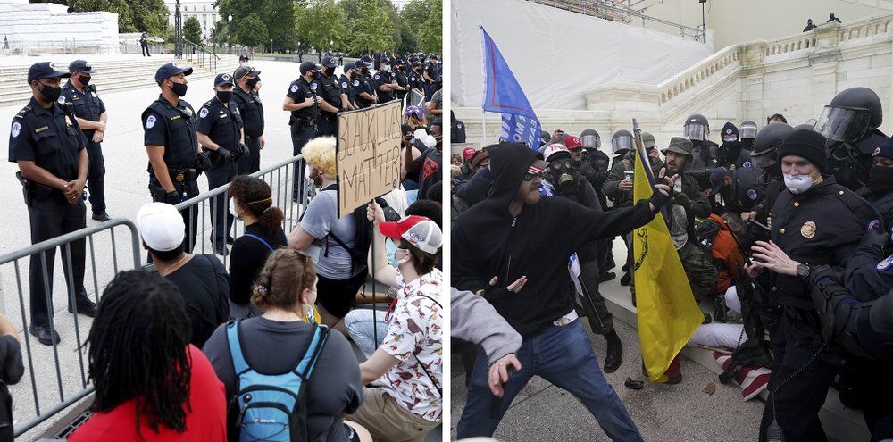 Trump supporters violently break through a police barrier